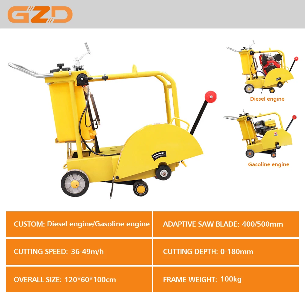 High Power Diesel Road Cutter Machine 350 400 500 Mm Blade 180mm Depth Concrete Road Cutting Machine