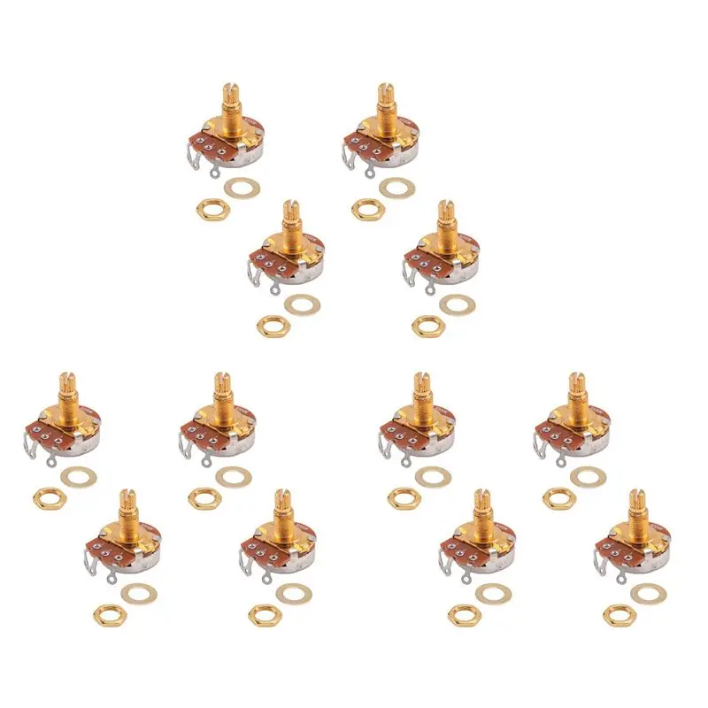 NALFI-Shaft Full Metric Sized Control Pots A500K Audio Taper Potentiometers Pot For Electric Guitar Bass (Set Of 12)