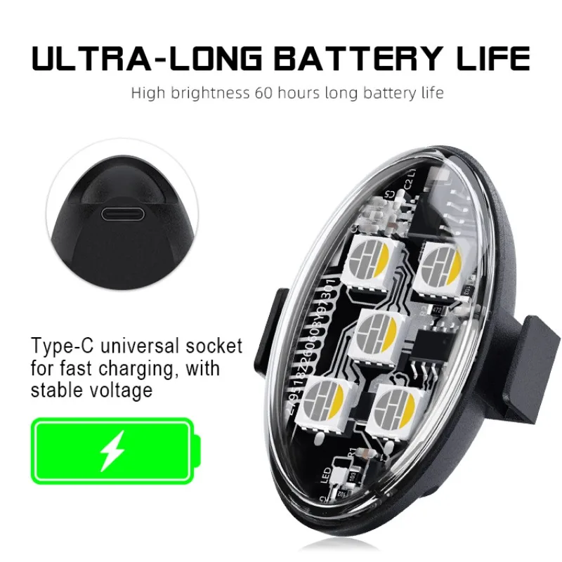 Safety Wireless RGB LED Warning Light Type-C Rechargeable Strobe Taillight Multi Light for Bicycle E-Scooter Motorcycle Helmet