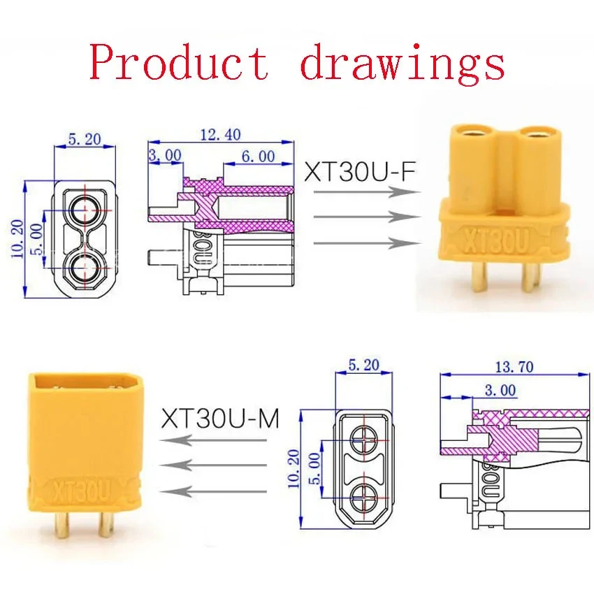 Connecteur mâle et femelle avec câble métallique étamé, 100/150mm, 16AWG, pour batterie RC Lipo, chargeur de importateur FPV