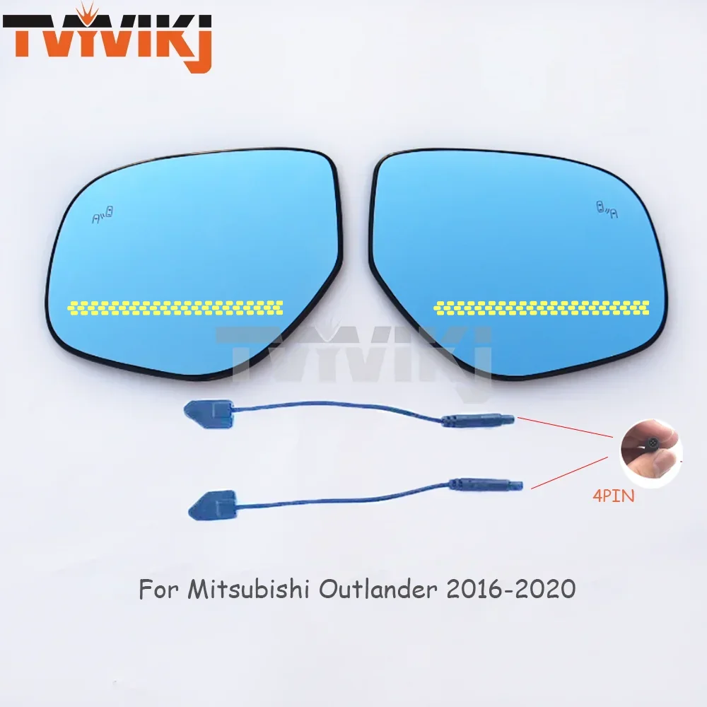 1 pair Side Rearview Mirror Blue Glass with LED indicator BSA For Mitsubishi Outlander 2016-2020 anti glare car mirror