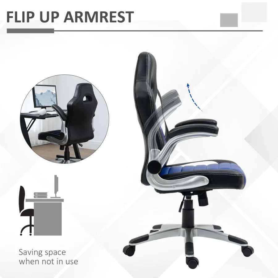 Racing Gaming Chair PU Leather Office Chair Executive Computer Desk Chair with Adjustable Height, Flip Up Armrest, Swivel Wheel view 5