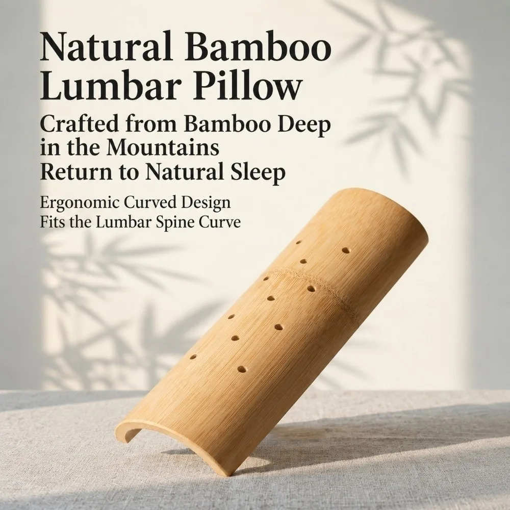 U Shape Bamboo Neck Pillow Ergonomic Curved Breathable Perforated Bamboo Lumbar Support Cushion Cooling Neck Support