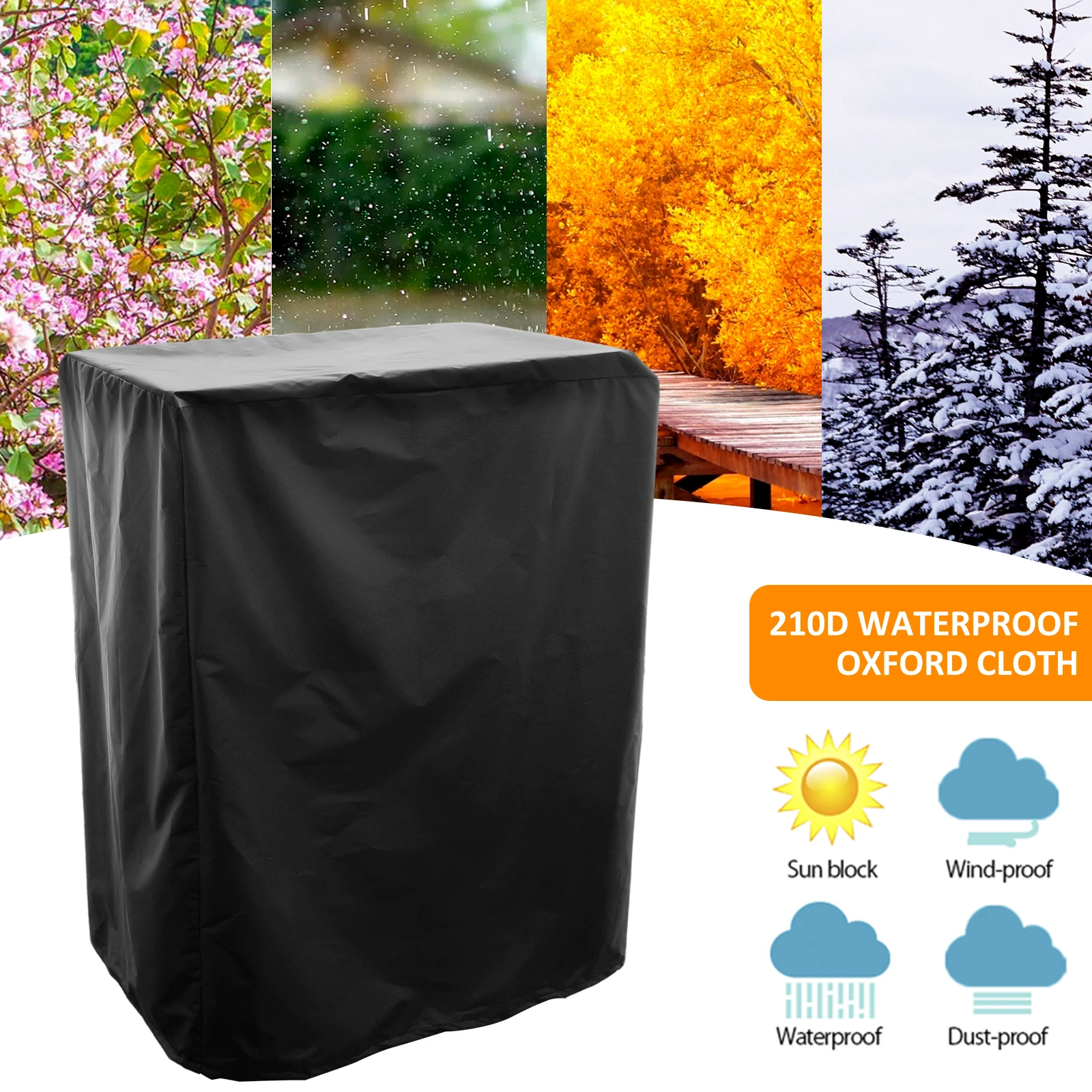 Grill Cover 210D Oxford Cloth Waterproof Barbecue Cover with Drawstring Dust Proof Wind Proof BBQ Cover Grill Protective Cover