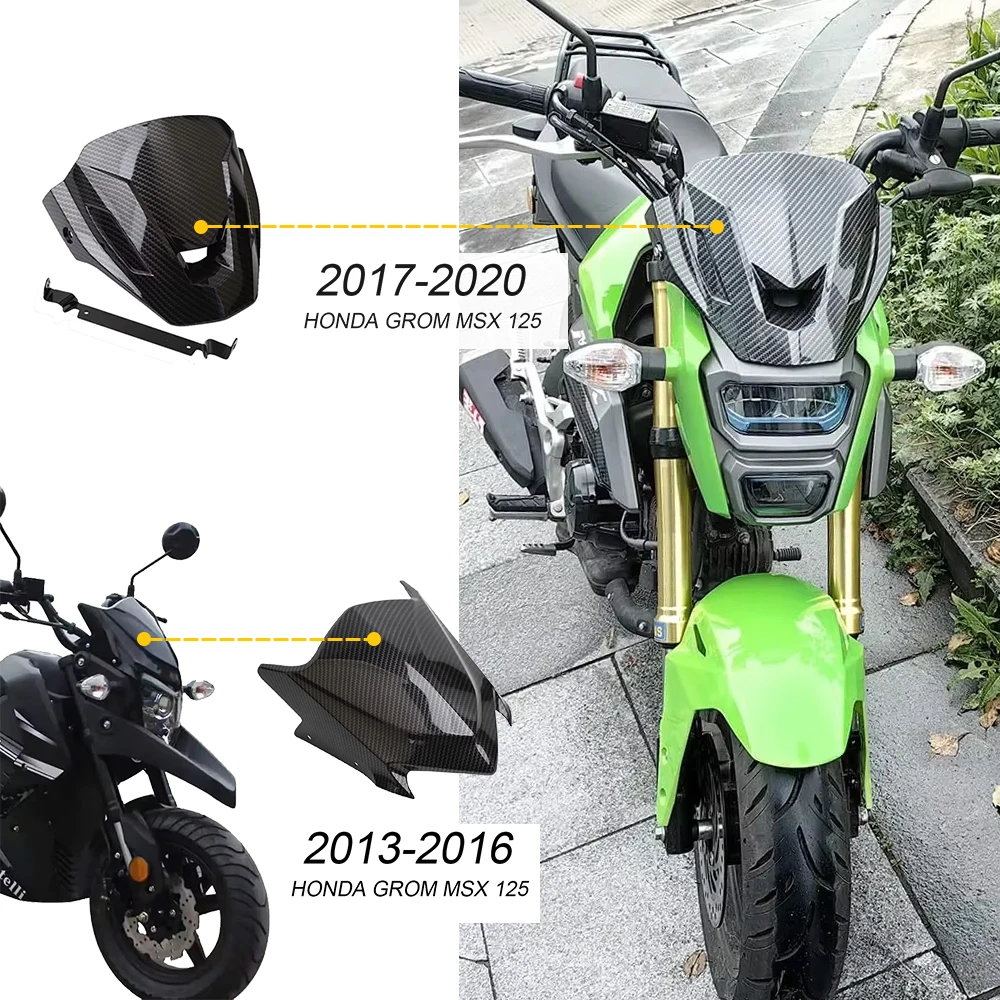 

Motorcycle Carbon Fiber Windshield Fit for Honda Grom Msx 125 SF 2013-2016/2017-2020 windscreen
