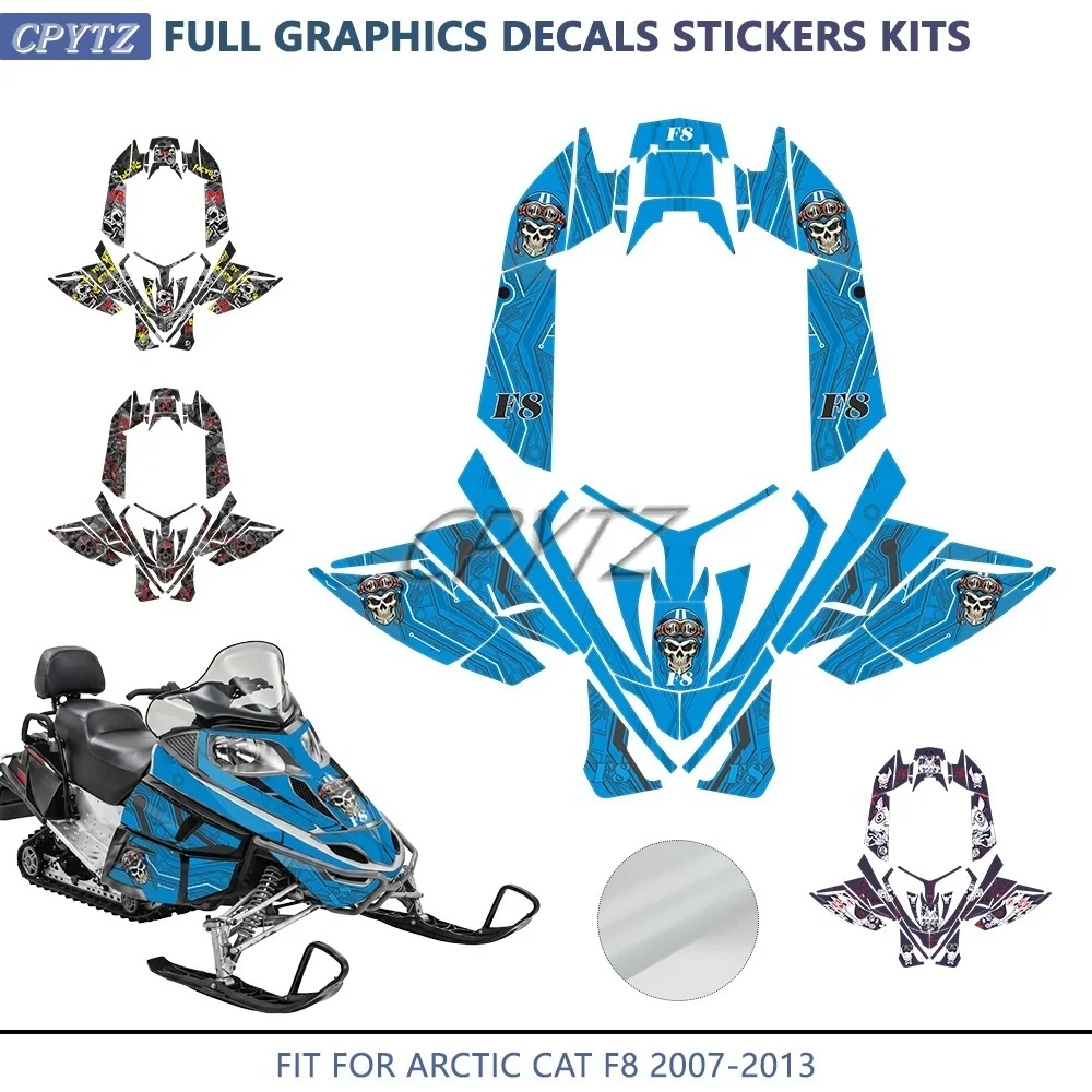 Fit For ARCTIC CAT F8 2007-2013 2012 2011 2010 2009 2008 SNOWMOBILE DECAL Full Set Graphic Background Sticker Kit