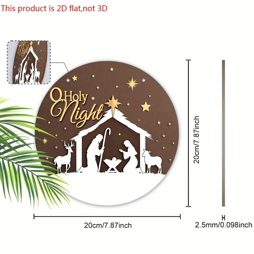 2D Flat, 1pc 1pcs 1pc-Rated 1pc Rustic Nativity Wooden Christmas Sign - 7.87-Inch Manger Scene Figurine Ornament Suitable for Fr