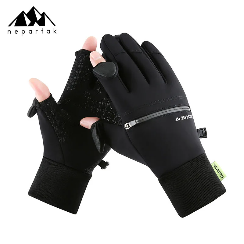 Winter Cycling Gloves for MenQX09Outdoor Sports Fleece-lined Thick Windproof Non-Slip Touch Screen Cycling Warm Gloves