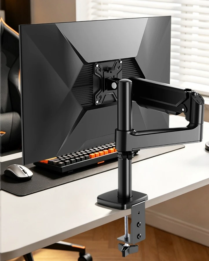 Front & Inverted Mount Monitor Arm, Gas Spring Hover, Height Adjustable & Rotatable Computer Display Bracket