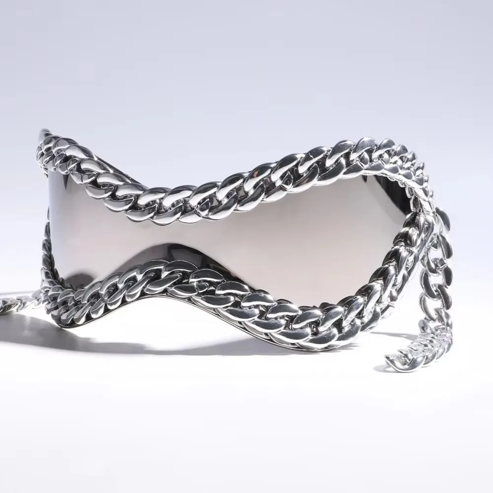 

Luxury Designer Trendy Metal Chain Frame Women Sunglasses 2000s All Matching Cool Sun Glasses UV400 Lenses Eyewear Punk Shades