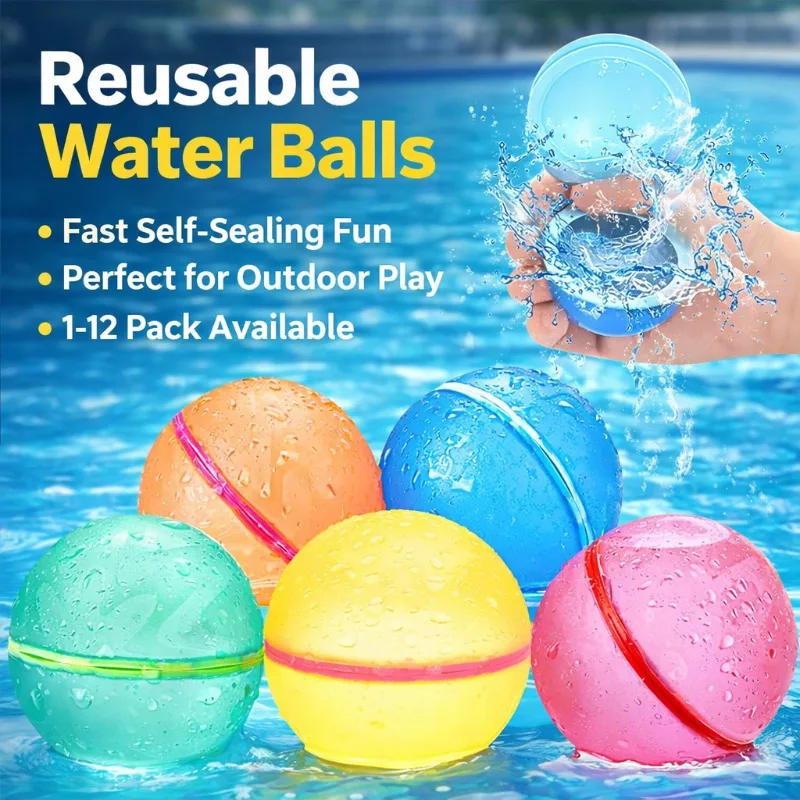 

Reusable Silicone Water Balls, Self-Sealing Fast Inflating Water Toys for Summer Pool Beach Outdoor Play
