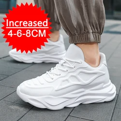 New Men's Breathable Sneakers Elevator Shoes Invisible Inner Height Increasing 8CM Summer Tennis Men Sports Shoes Heighten Shoes