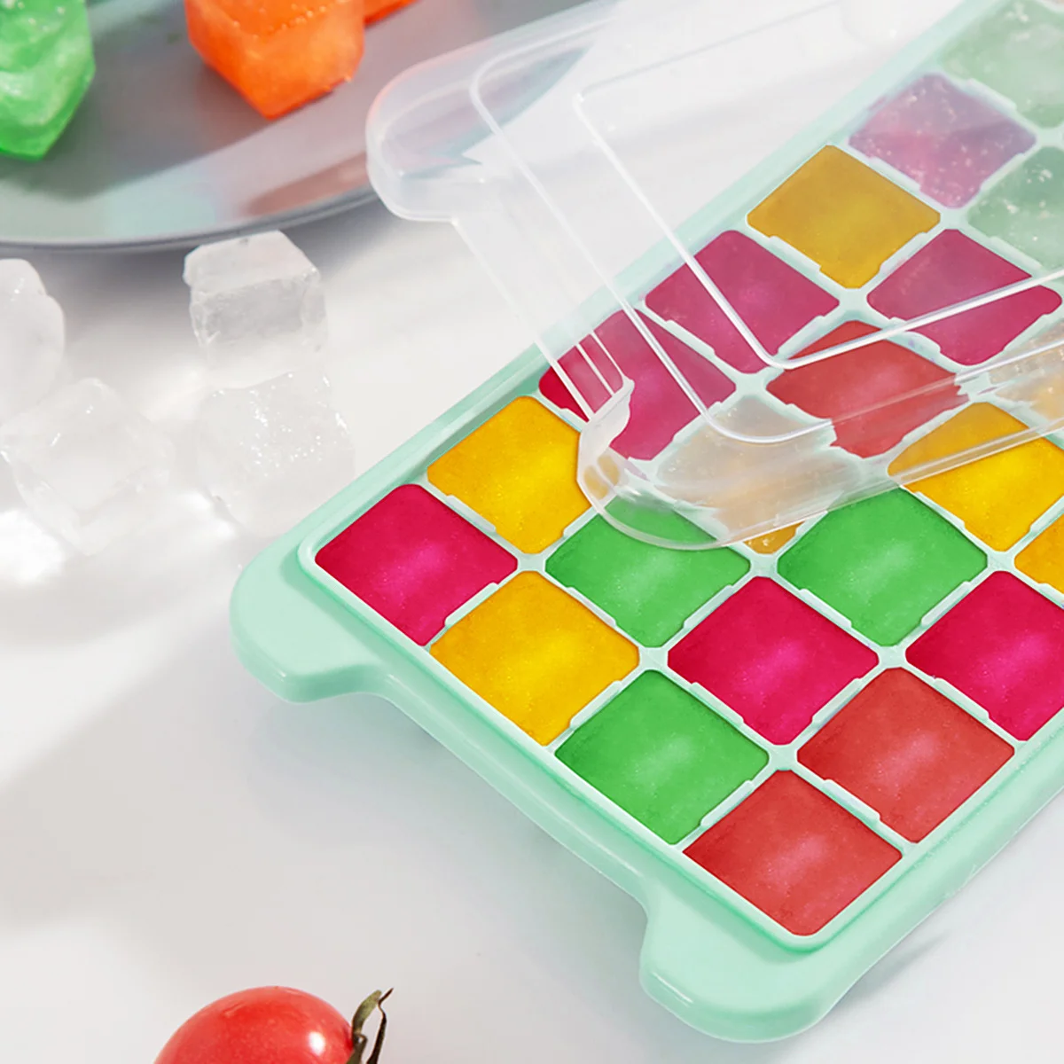

1pc Silicone 36 Grid Square Cube Tray Green Home Cream Mold For Kids Juice Pulp Milk Diy Dessert Tool Tray Silicone Ice Maker