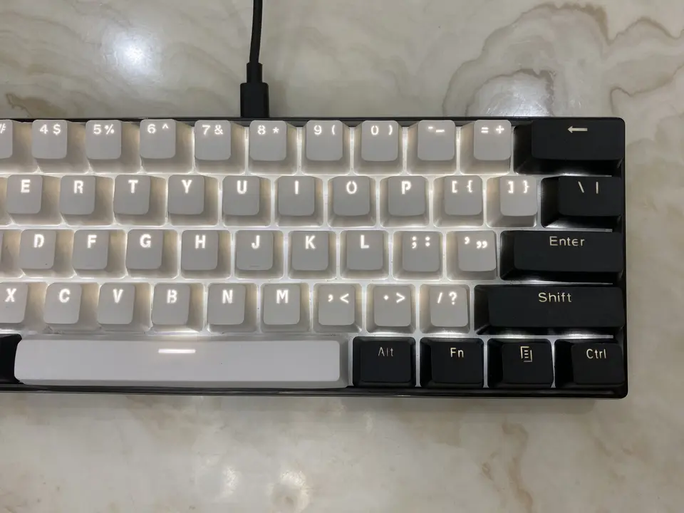 ブラックホワイト RK61 キーキャップ PBT 61キー