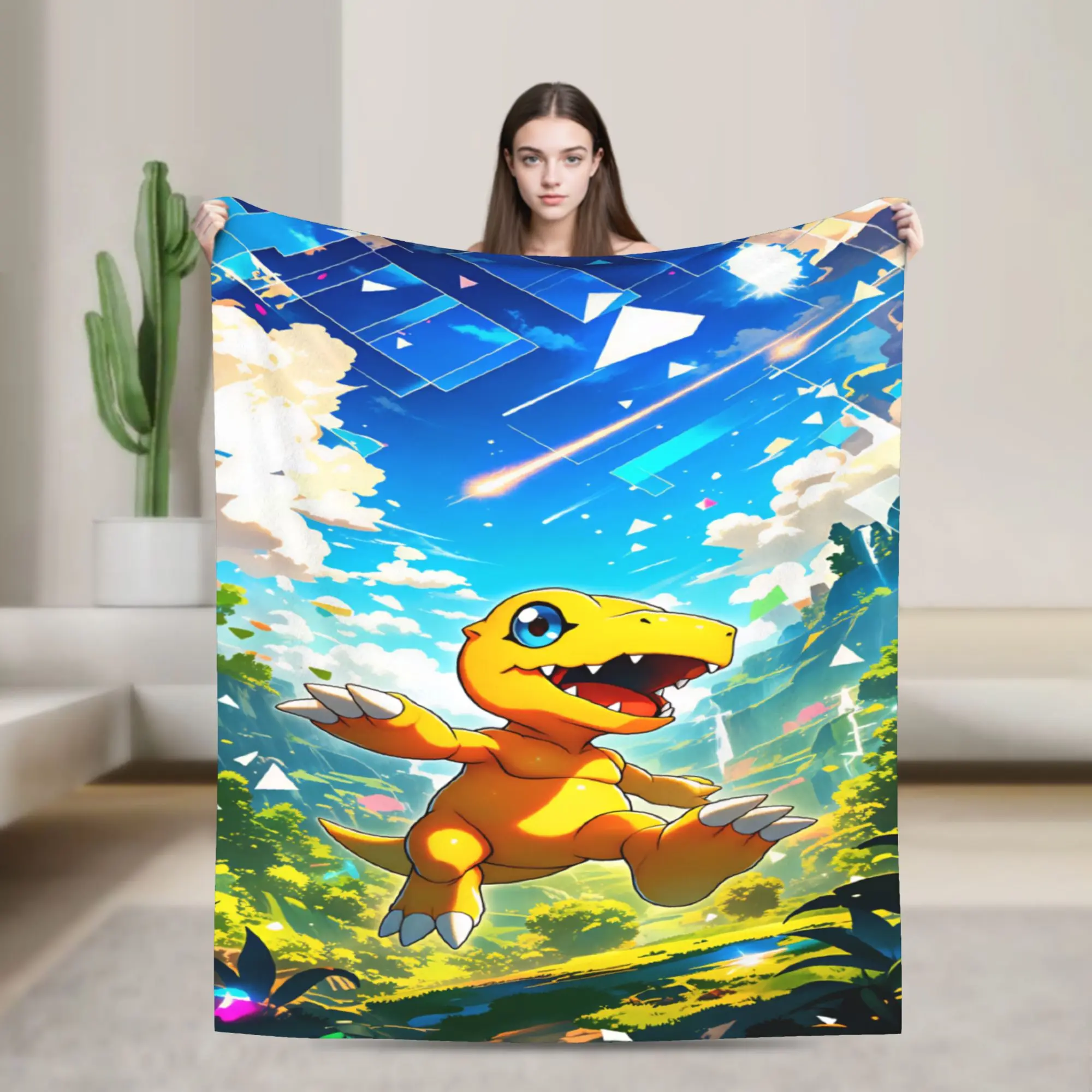 Digimon Adventure Blanket  Warm Soft Aesthetic Plush Bedding Throws For Couch Chair Sofa Bed Travel Flannel Bedspread Bed Cover