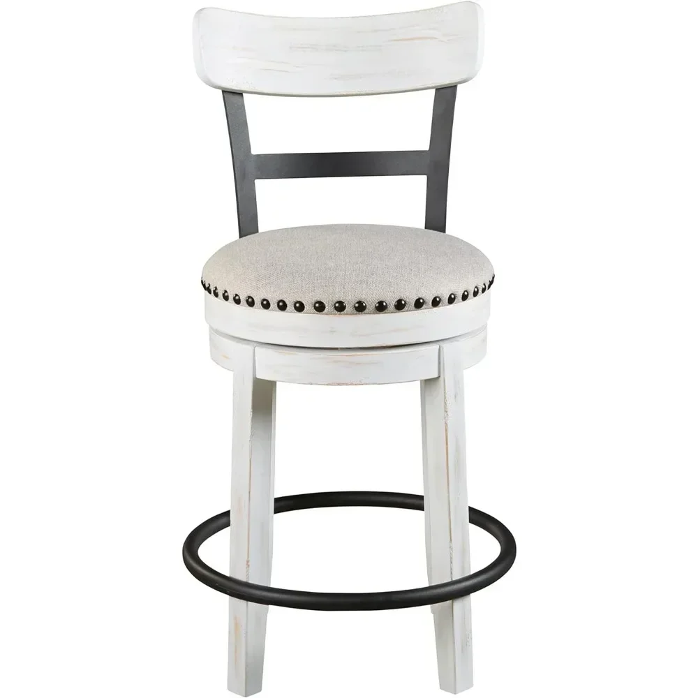 24.5" Modern Swivel Counter Height Barstool, Whitewash, 360-degree Swivel, Suitable for Bar Counter, Kitchen Island Counter