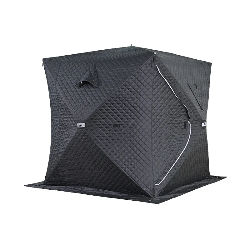 Bulk Custom Logo Pop up Three Layer Thermal Portable Winter Sauna Cube Hub Tent for Ice Fishing Camping