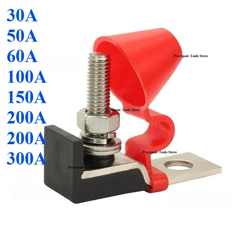 

Battery Terminal Fuse Block 58V DC 300A Solar Fuse Holder M8 Stud Protection for New Energy Vehicles RV Golf Cart Dual System