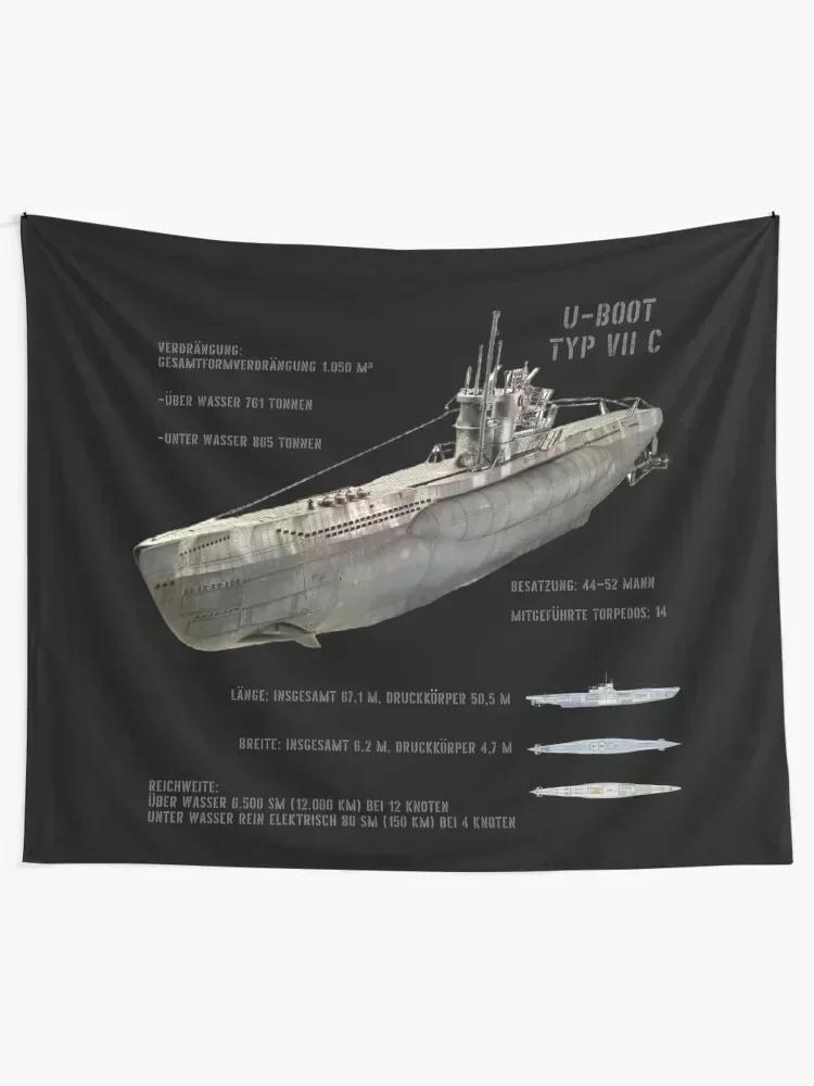 German U-Boat Type VII C Kriegsmarine WW2 in German Tapestry Room Decor Wall Deco Decor Home Decoration For Rooms Tapestry