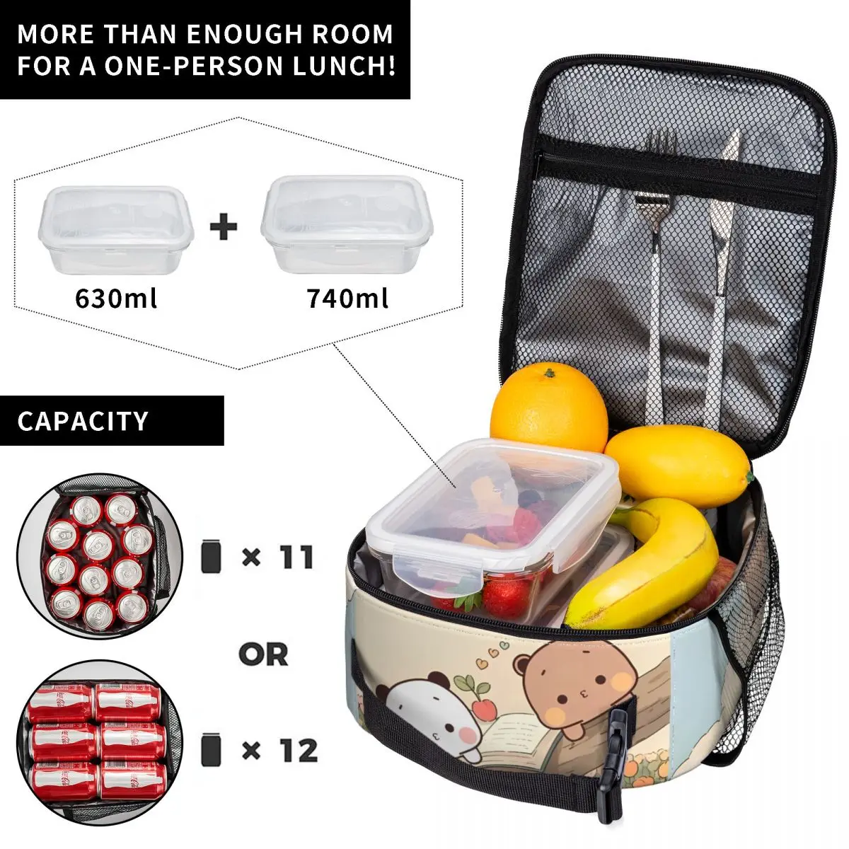 Bubu And Dudu Series Lunch Bag Casual Lunch Box For Unisex Outdoor Picnic Portable Insulated Cooler Bag Oxford  Tote Food Bags