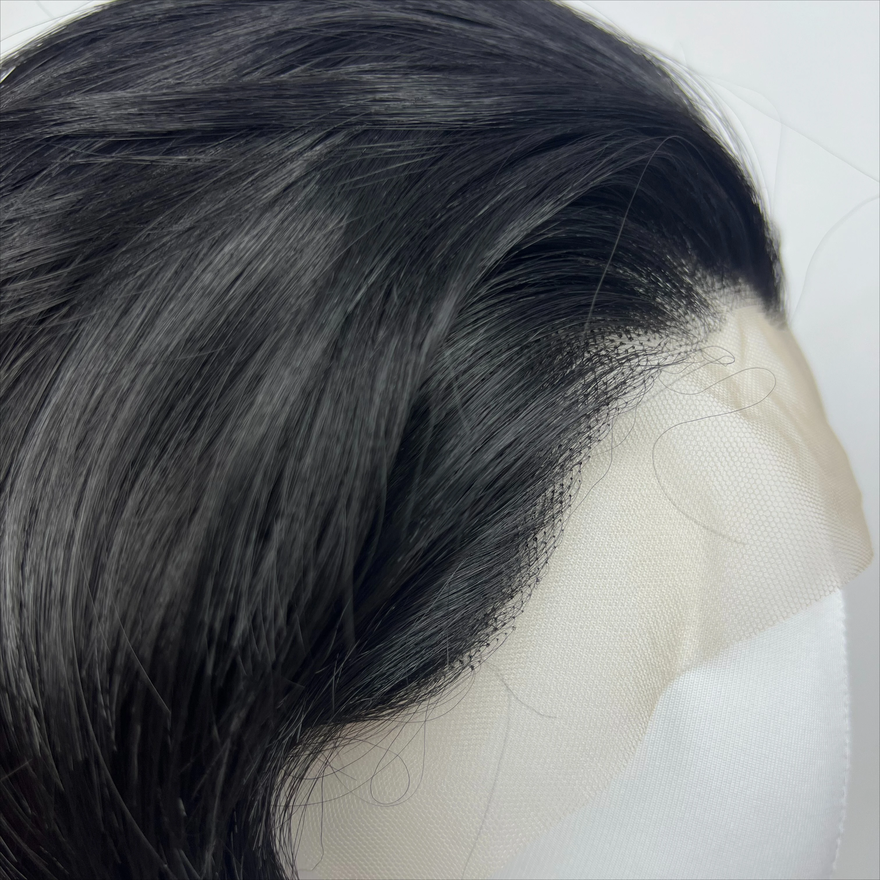Parrucca corta nera Ashely per uomo 8 pollici 13 * 4 HD Frontale in pizzo Fibre ad alta temperatura Parrucche sintetiche in pizzo dall'aspetto naturale per cosplay
