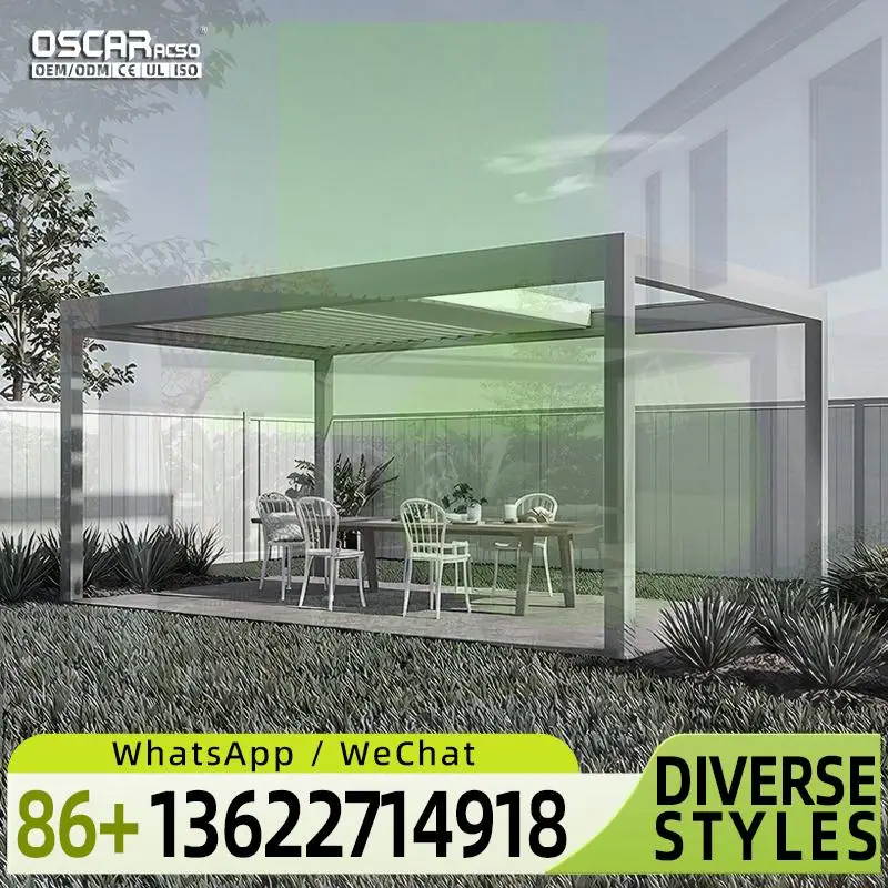 3X3M Outdoor All Year Aluminium Retractable Gazebo Waterproof for Garden Patio Beach pergola