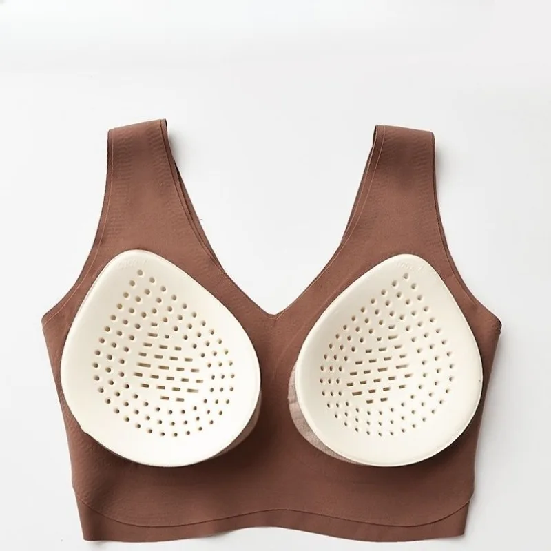 Bralette deportivo inalámbrico de látex Natural, sujetador con relleno de inserción extraíble, copas finas transpirables y ligeras, cómodo sujetador no acolchado