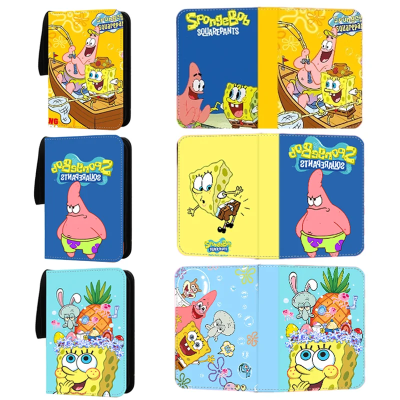 

New 400/900 PCS Anime SpongeBob SquarePants Explore The Beechburg Cards Book Zipper PU Leather Card Binder Game Collection Toys