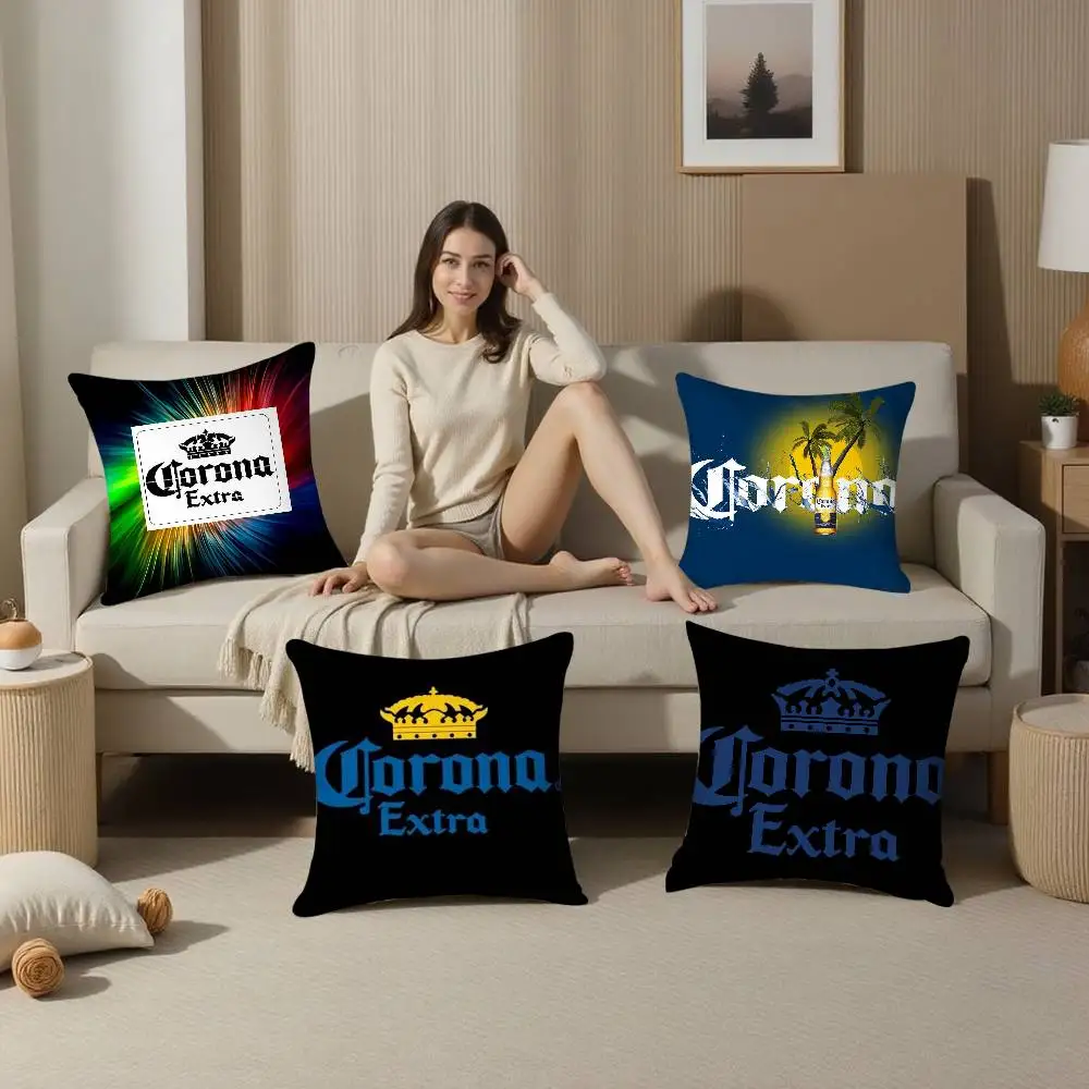 Fashion C-Corona Extra Beer Pillow Case Plush Fabric Soft  Pillowcase Double Sided Print Cushion Cover Household Gifts