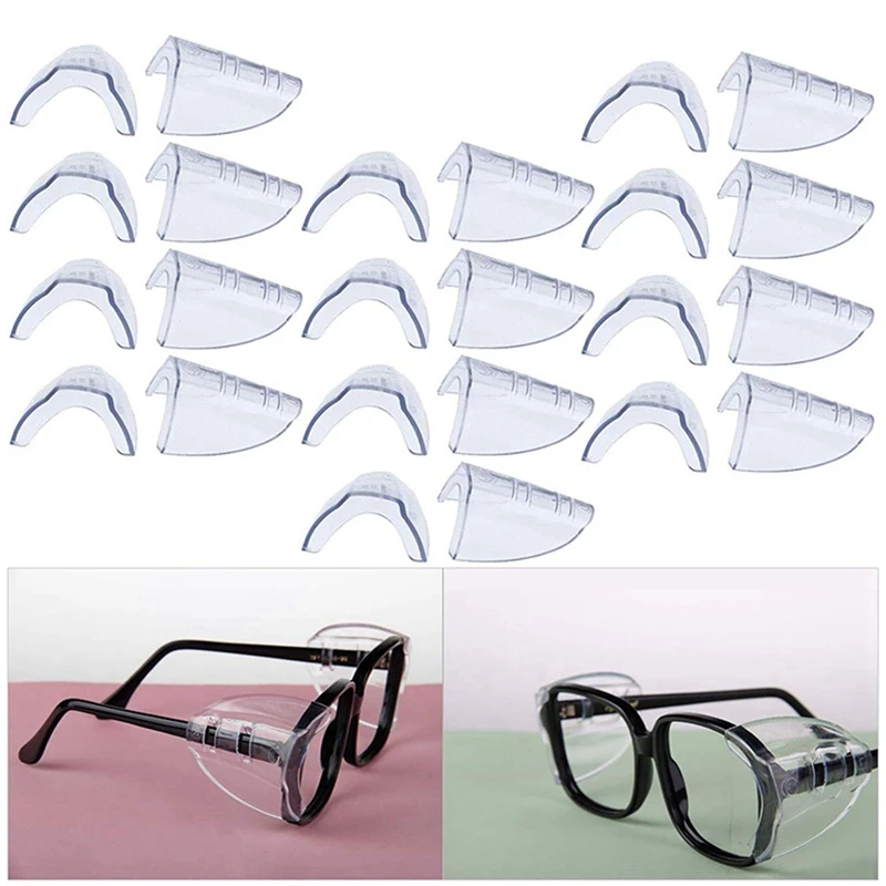 RISE-24 Pairs Safety Eye Glasses Side, Slip On Clear Side Shield For Safety Glasses- Fits Small To Medium Eyeglasses