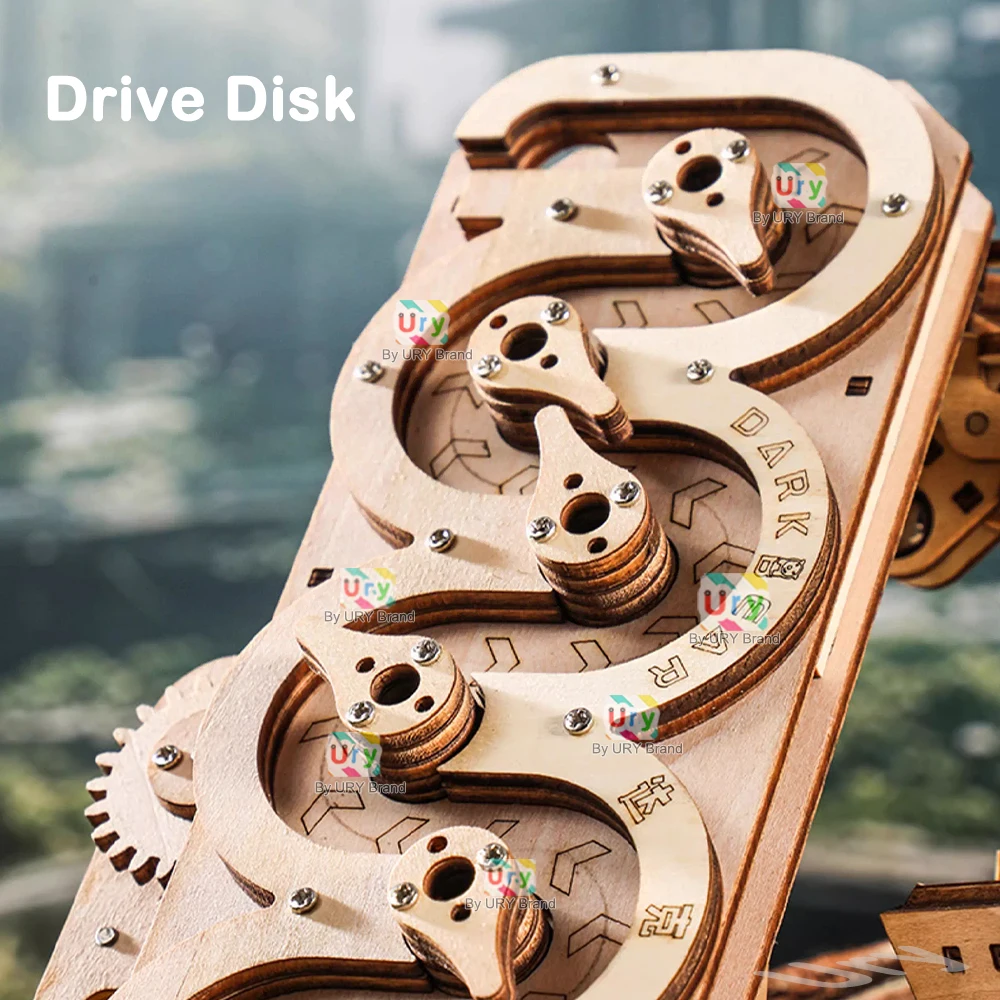 Ury 3D-Holzpuzzle, elektrisches Trackgerät, Marmor-Lauf-Set, Gegenstrom, Kompass, Modell, Wissenschaft, Ball, Labyrinth, Montage, Geschenk für Kinder