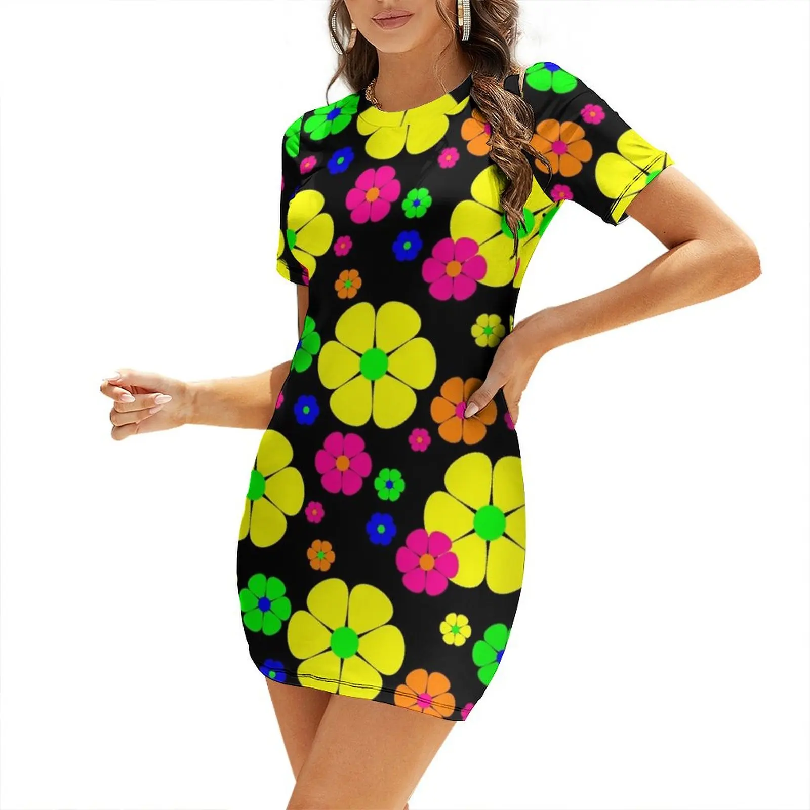 

vintage mod floral Short Sleeved Dress ladies dresses for special occasion women's clothing summer 2024 novelties