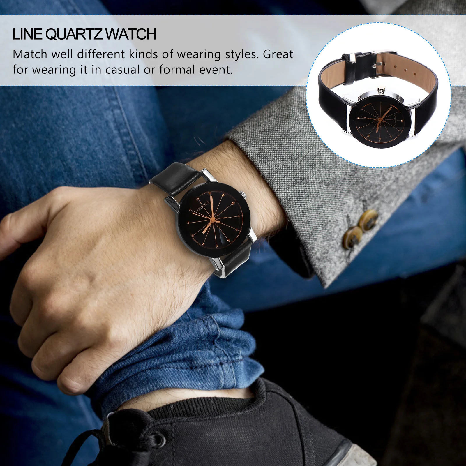 

Lady Quartz Watch Strap Fashion PU Band Comfortable Durable Easy to Present Watch with Strap