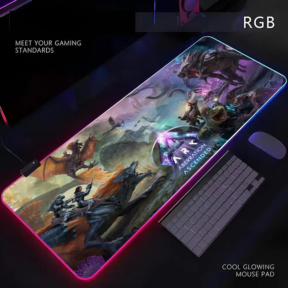 Ark Survival Evolved Mouse Pad RGB Gamer LED Light Mouse Mat Peripherals Mousepad Computer Desk Mat XL Mice Keyboard Carpet