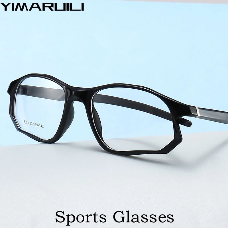 YIMARUILI New Fashion Sports Glasses Men and Women TR90 Spring Leg Design Big Face Optical Prescription Eyeglasses Frame 5853