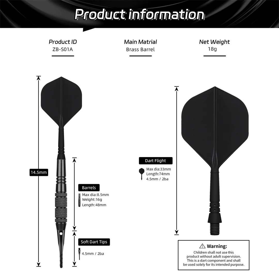 CyeeLife Soft tip Darts Set 18g with Integrated Flights,50 Plastic Points,Flights Don't Fall Off&Not Easy to Break,Easy to Use