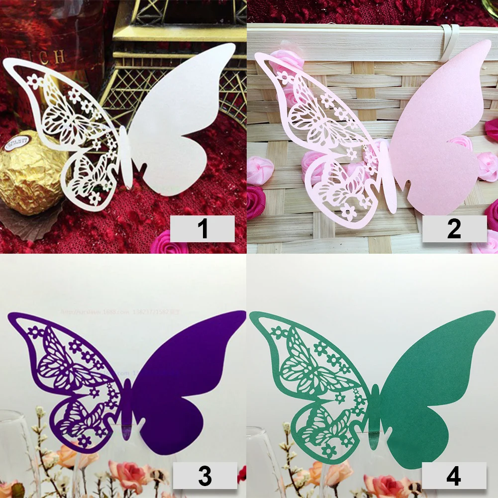 Borboleta Natal Acompanhante Decorativa, Mesa De Casamento, Copo De Vinho, Festival De Ano Novo, Cartão Do Lugar De Festa, Bar, 50pcs