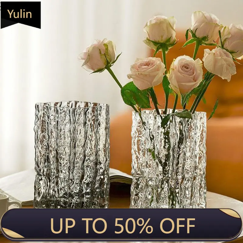 Transparent Glacier Glass Vase Hydroponics Flowers Pots Desk Decoration Flower Arrangement Minimalism Floral Vases Modern Decor