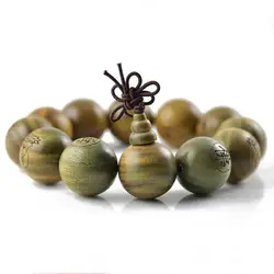 Buddhist GuanYin FO Buddha Prayer Malas Green Sandalwood Beaded Bracelets 10mm 12mm 15mm 18mm 20mm BRO864