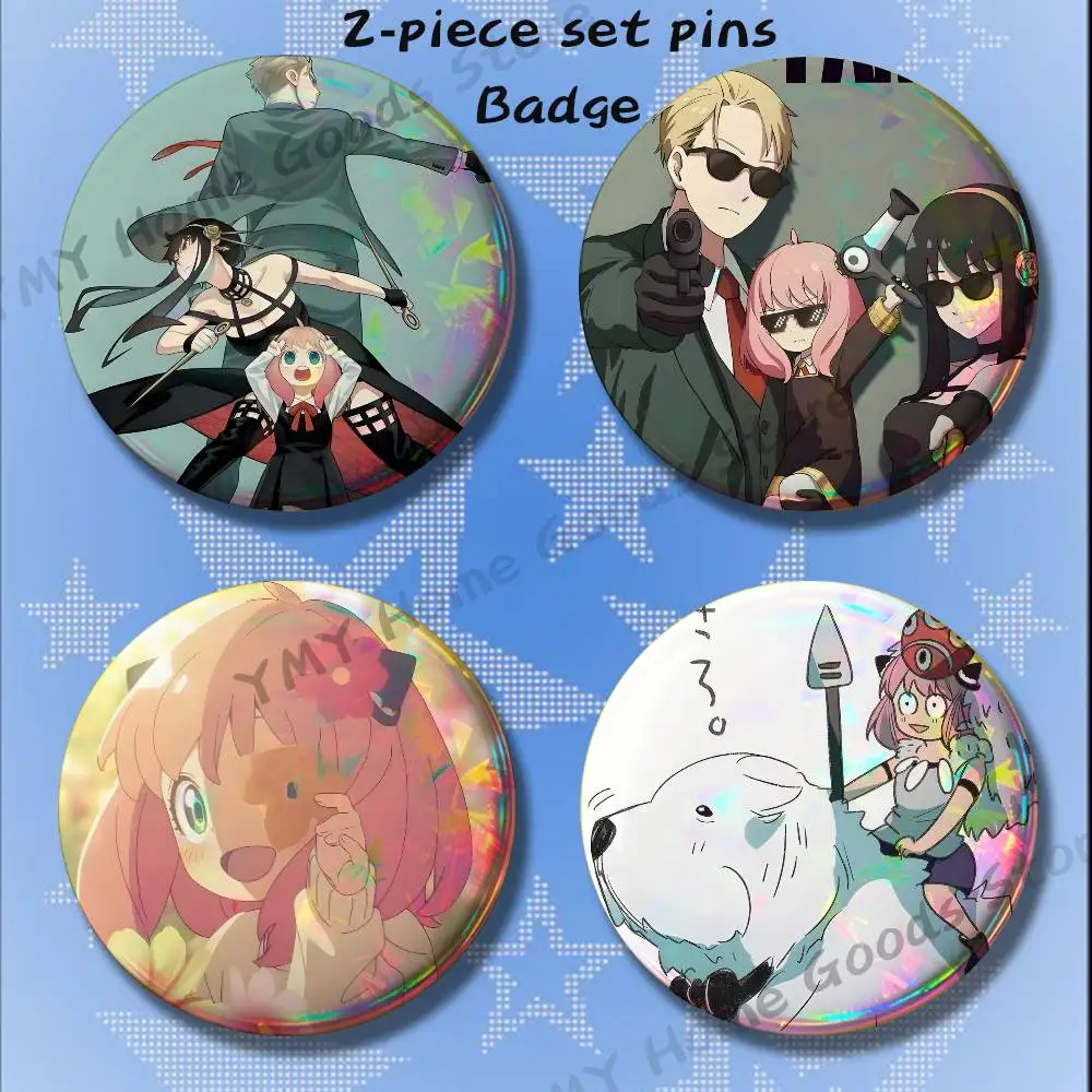 Anime Damian Bond Loid Anya Yor Brooches for Backpack Accessories 25 32 44 58 75mm Round 2-piece set Free Mix