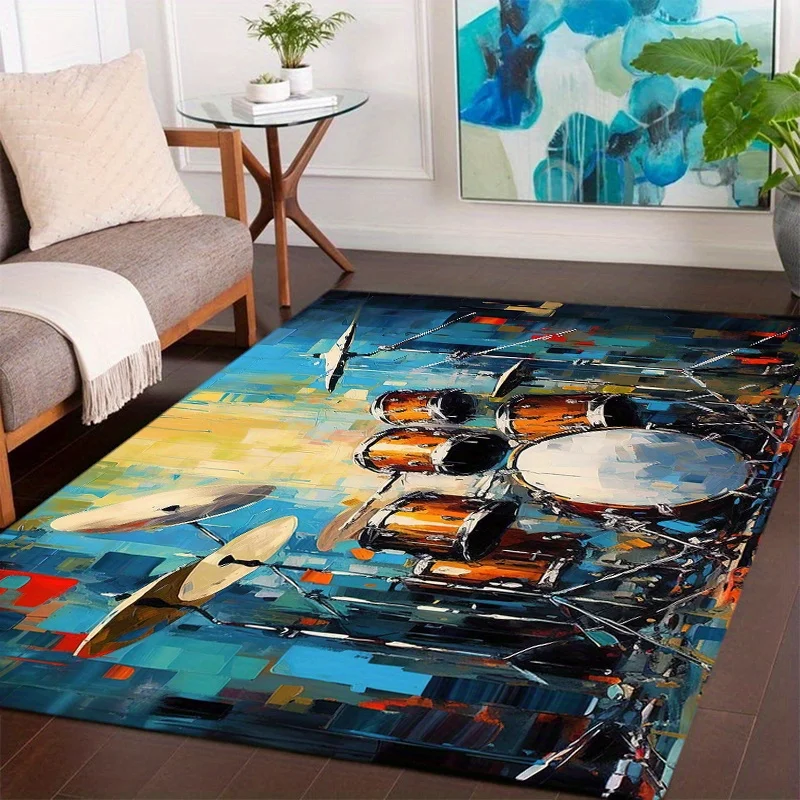 Drum Stand Rug & Non-Slip Area Floor Mat - Sound-Absorbing Office Chair Carpet for Living Room Bedroom Home Decor