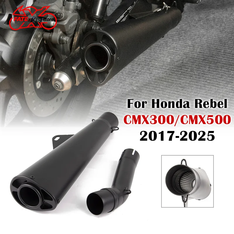 

For Honda Rebel CMX300 CMX500 Motorcycle Exhaust Muffler Pipe Silp-On Exhausts Stainless Steel CMX 300 500 2017-2025 Accessories