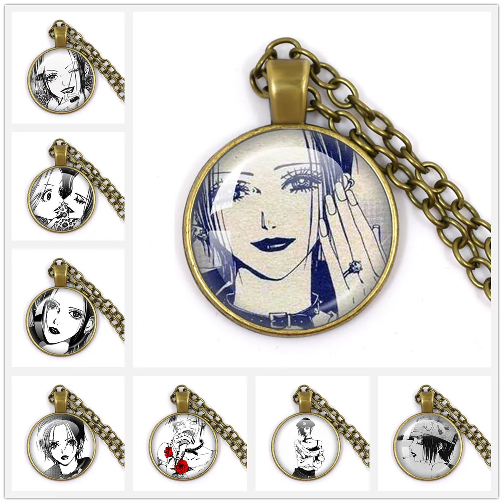 Ai Yazawa Osaki Nana Anime Glass Dome Cabochon Pendant Necklace Handmade Creative Charm Jewelry Gifts For Friends