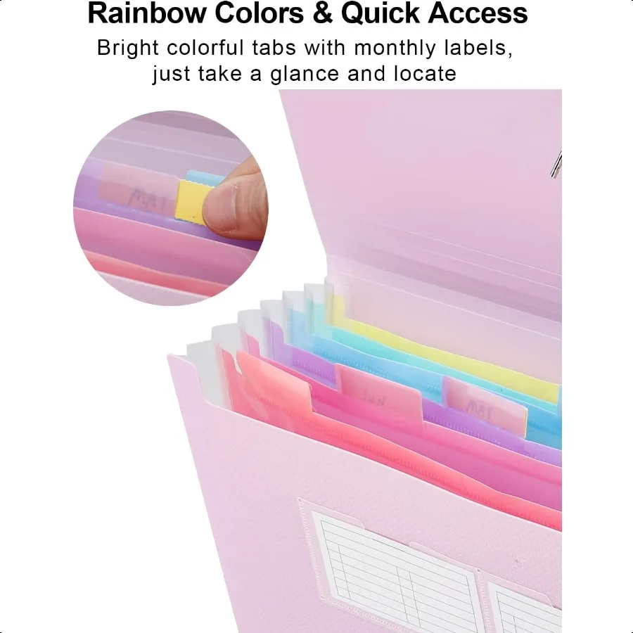 2 قطعة منظم ملفات الأكورديون 7 جيب توسيع مجلد الملفات مع تسميات A4 حجم الرسالة ورقة وثيقة تخزين استلام المنظم