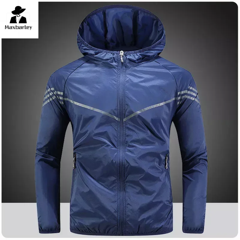 

Men Thin Summer Waterproof jacket Sun Protection jacket Moutain Hiking Fishing Casual Windbreaker Quick Drying Sport Hooded Coat