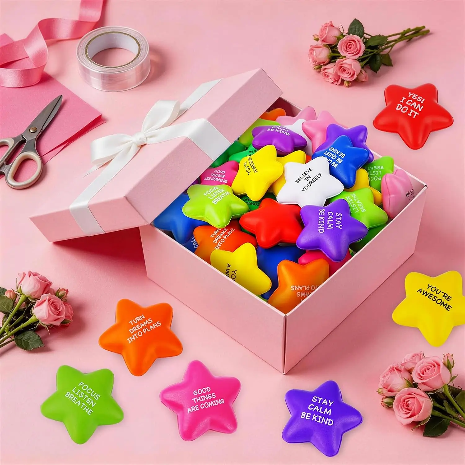 210PCS Stress Balls for Adults & Kids, Motivational Soft Foam Squeeze Toys
