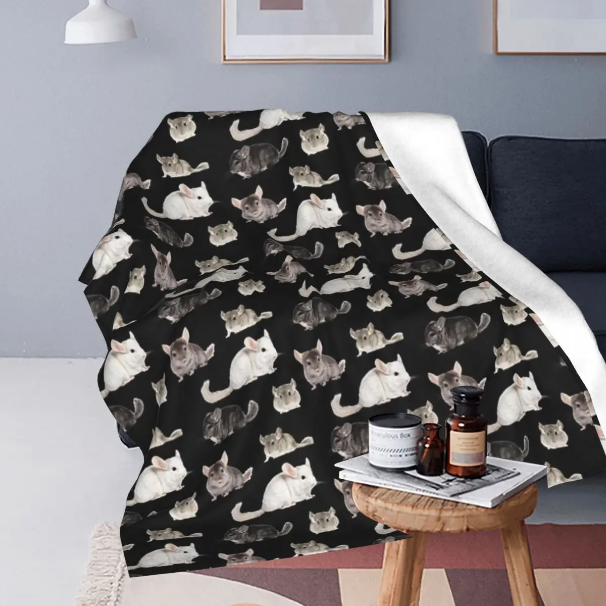 Chinchilla Sticker Pack Blankets Soft Warm Flannel Throw Blanket Bedspread for Bed Living room Picnic Travel Home Sofa