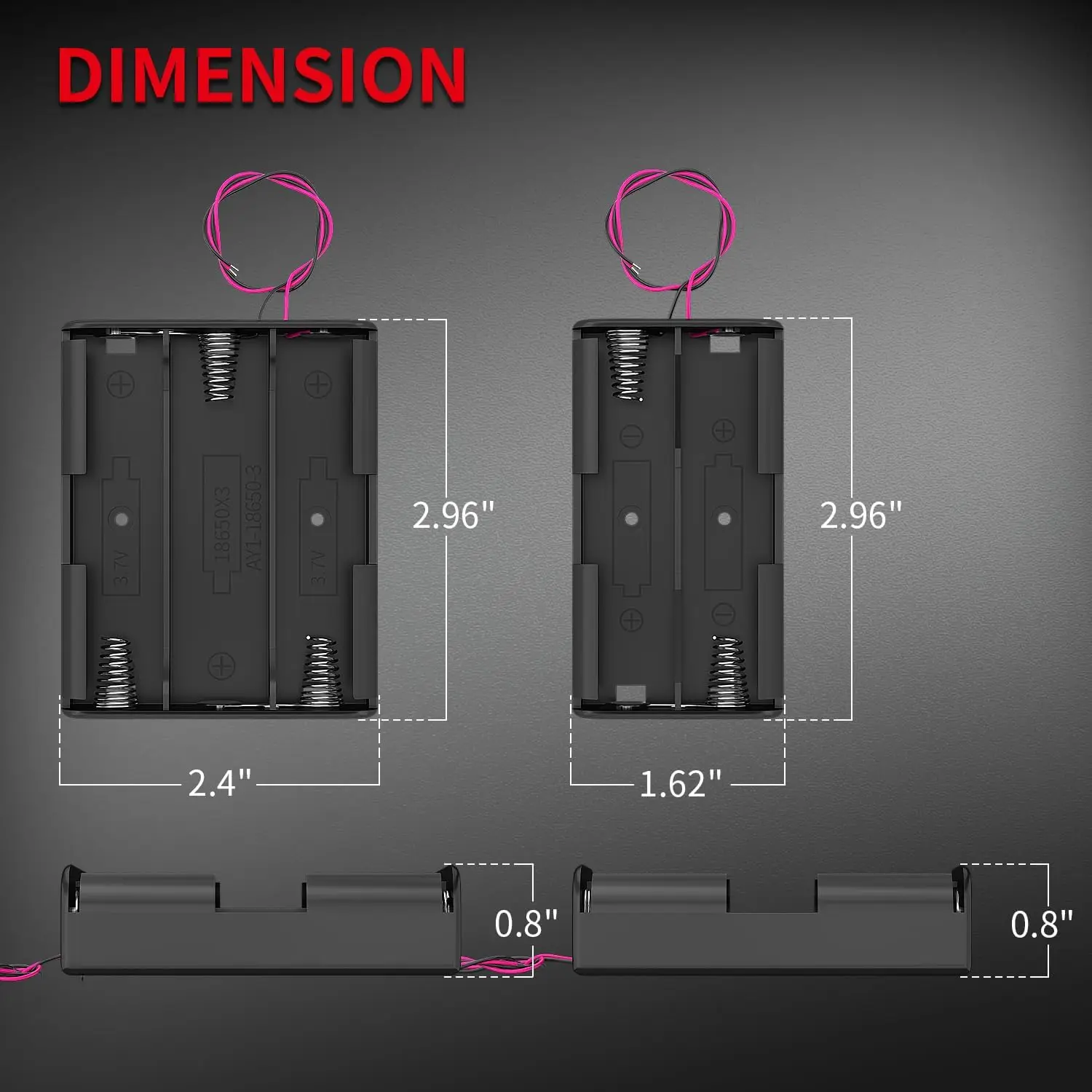 4pcs 18650 Battery Holder with Wire 3.7V/7.4V/11.1V/14.8V 1/2/3/4 18650 Holder Box for 18650 Battery with Connect Lead