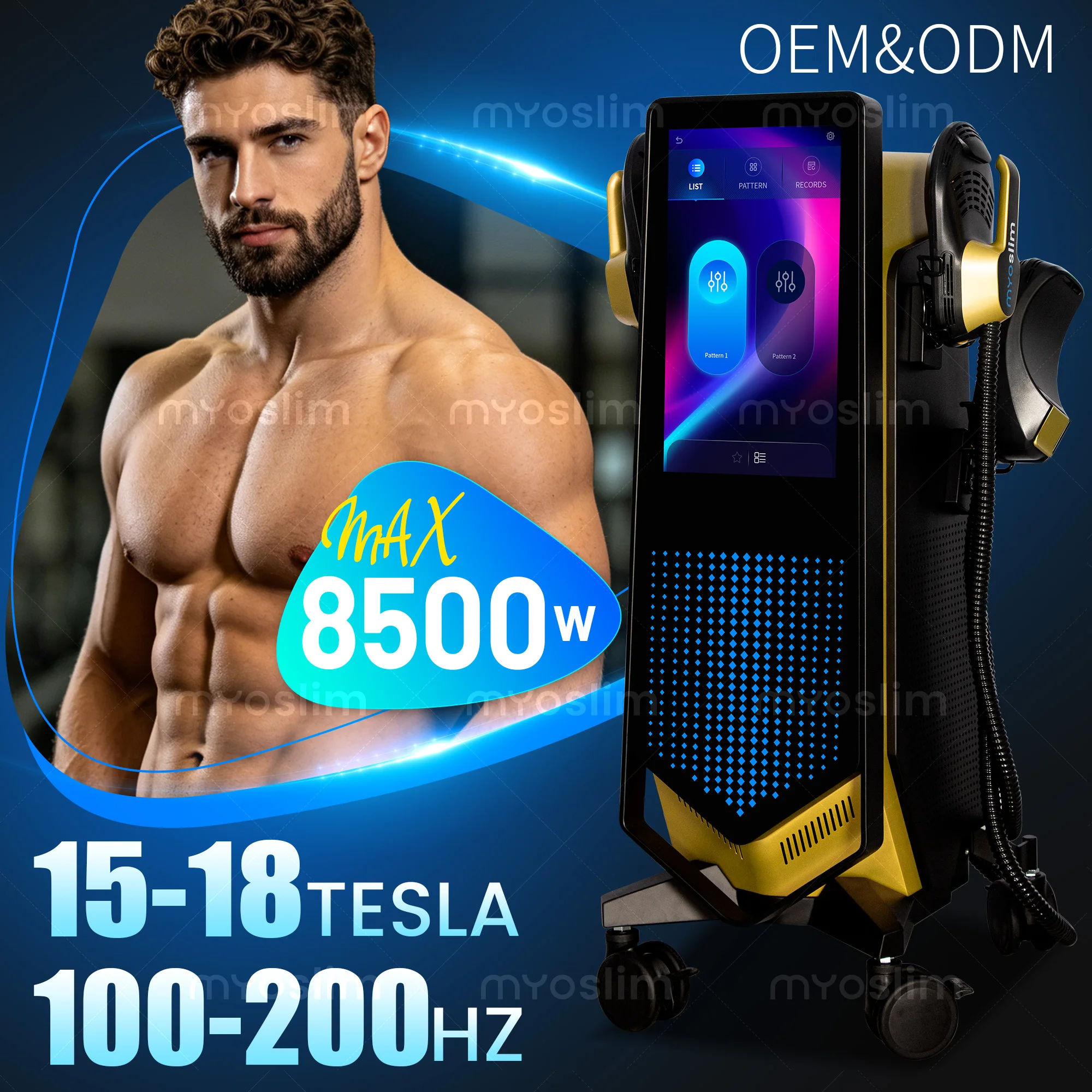 MYOslim 8500W 18Tes EMS Body Sculpt Machine Professional Body Contouring Equipment for Lose Weight Muscle Building Beauty Salon