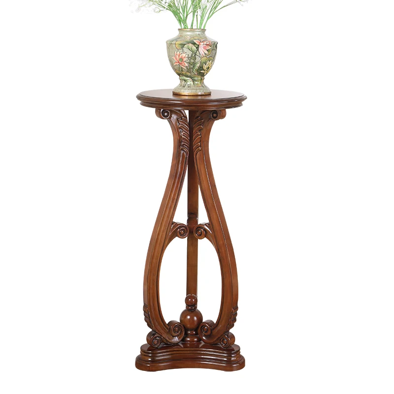 

American solid wood living room flower stand floor-to-ceiling single wooden flower table